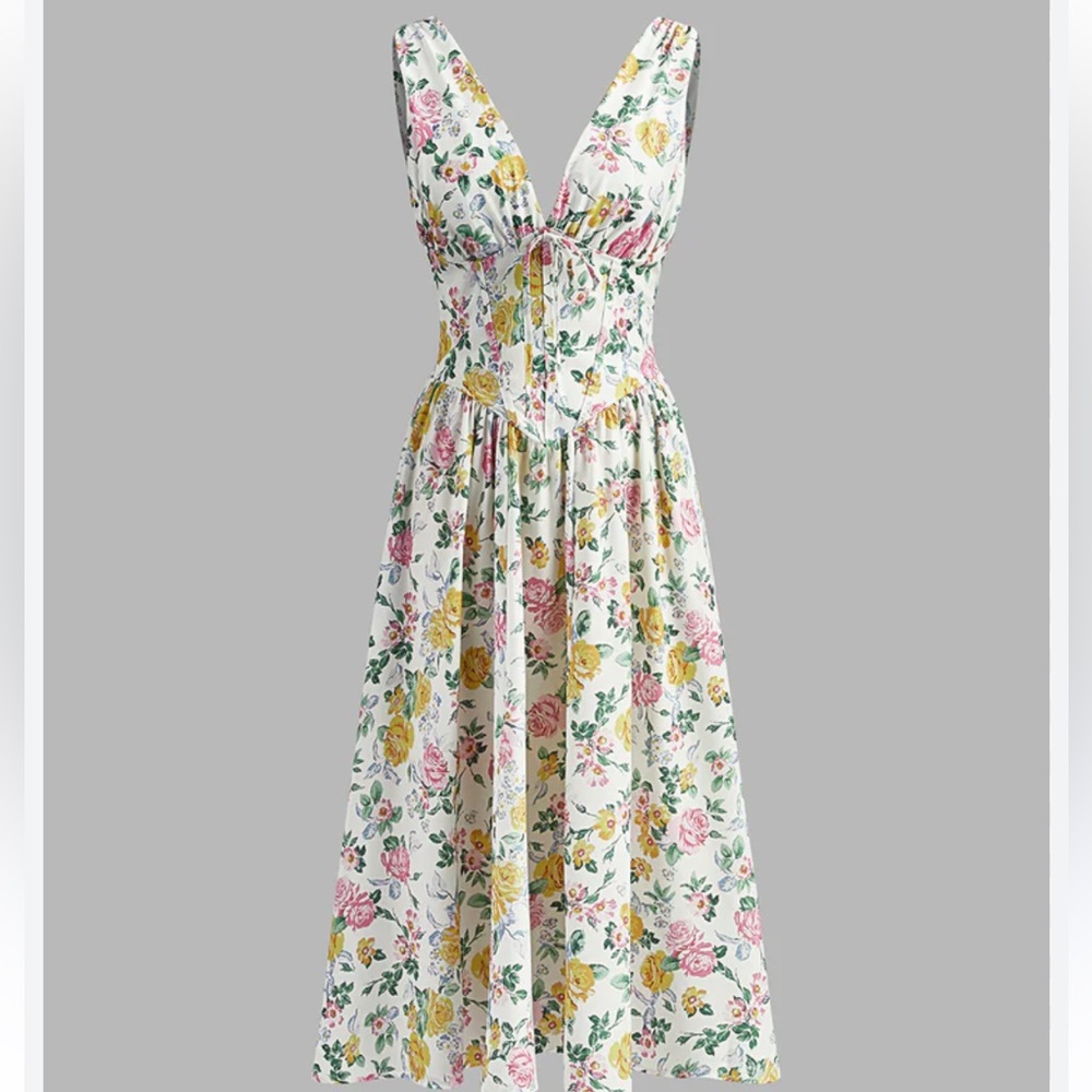 Commense Floral Maxi Dress - Pink, Yellow, Green